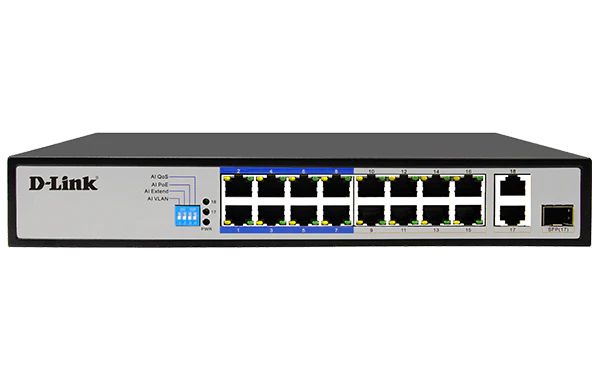 D-Link DES-F1018P-E 16-Port Fast Ethernet 250m Long Range PoE Switch
