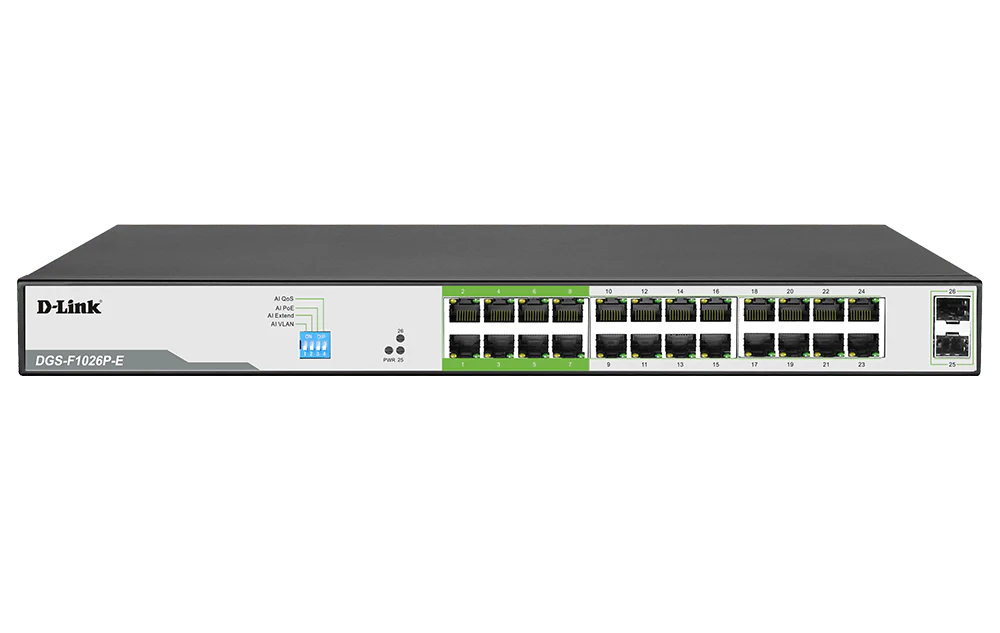 D-Link DES-F1026P-E 24-Port Fast Ethernet 250m Long Range PoE Switch