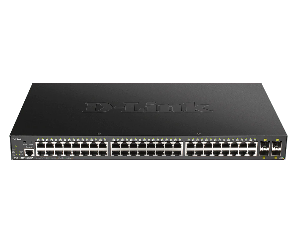 D-Link DGS-1250-52XMP 52-Port 10-Gigabit Smart Managed PoE Layer 2+ Switch