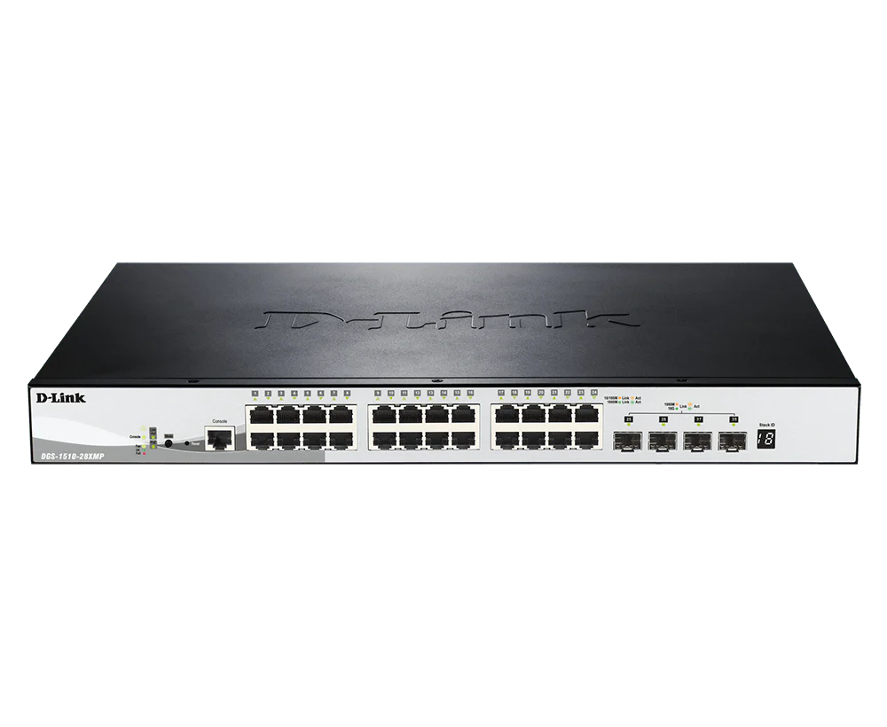 D-Link DGS-1510-28XMP 28-Port Gigabit Stackable Smart Managed Layer 2+ Switch with 10G Uplinks