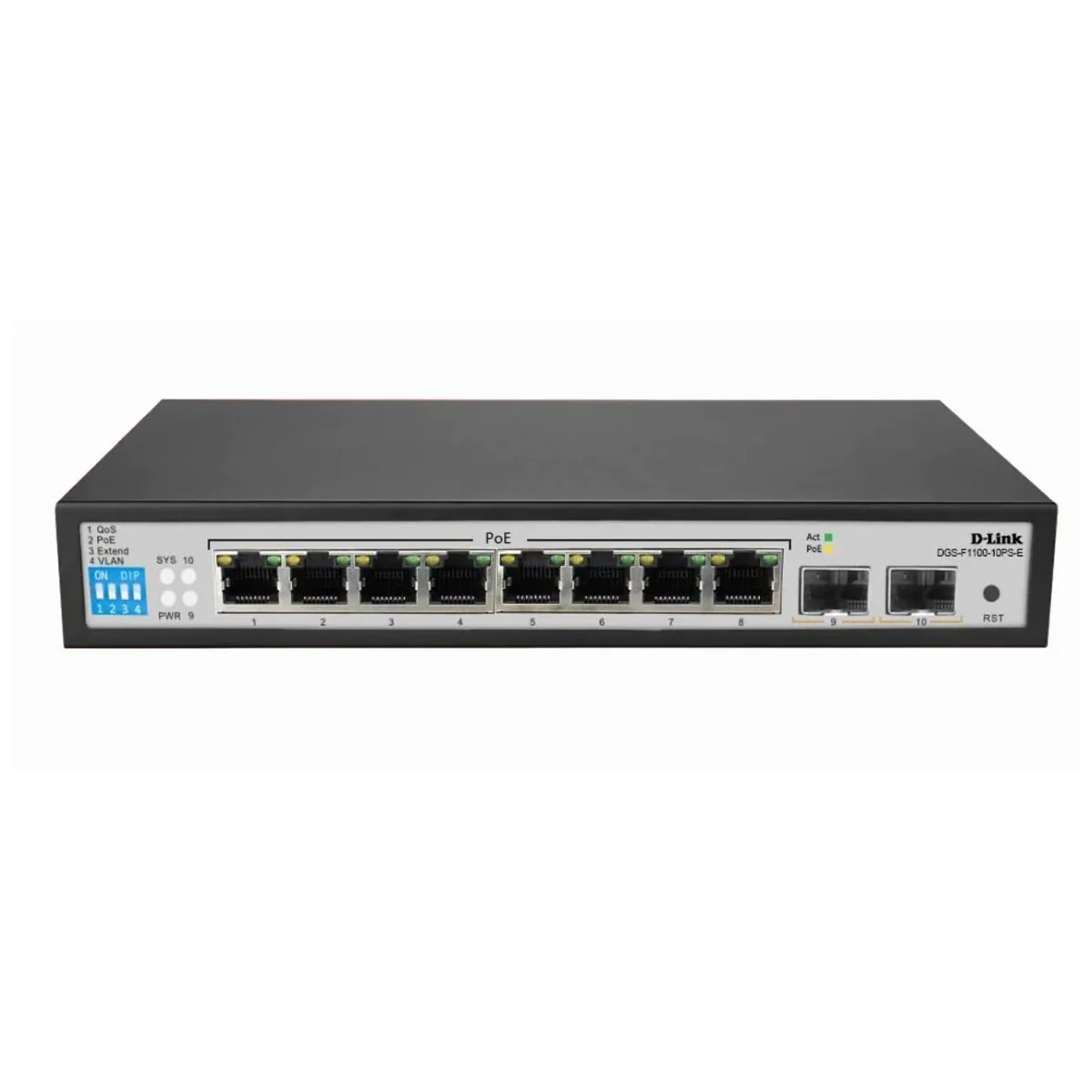 D-Link DGS-F1100-10PS-E 8-Port Gigabit 250m Long Range PoE Managed Switch