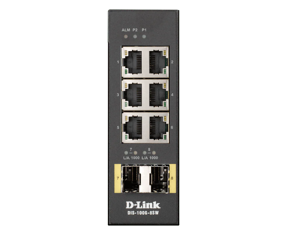 D-Link DIS-100G-8SW 6-Port Gigabit Unmanaged Industrial Switch with SFP