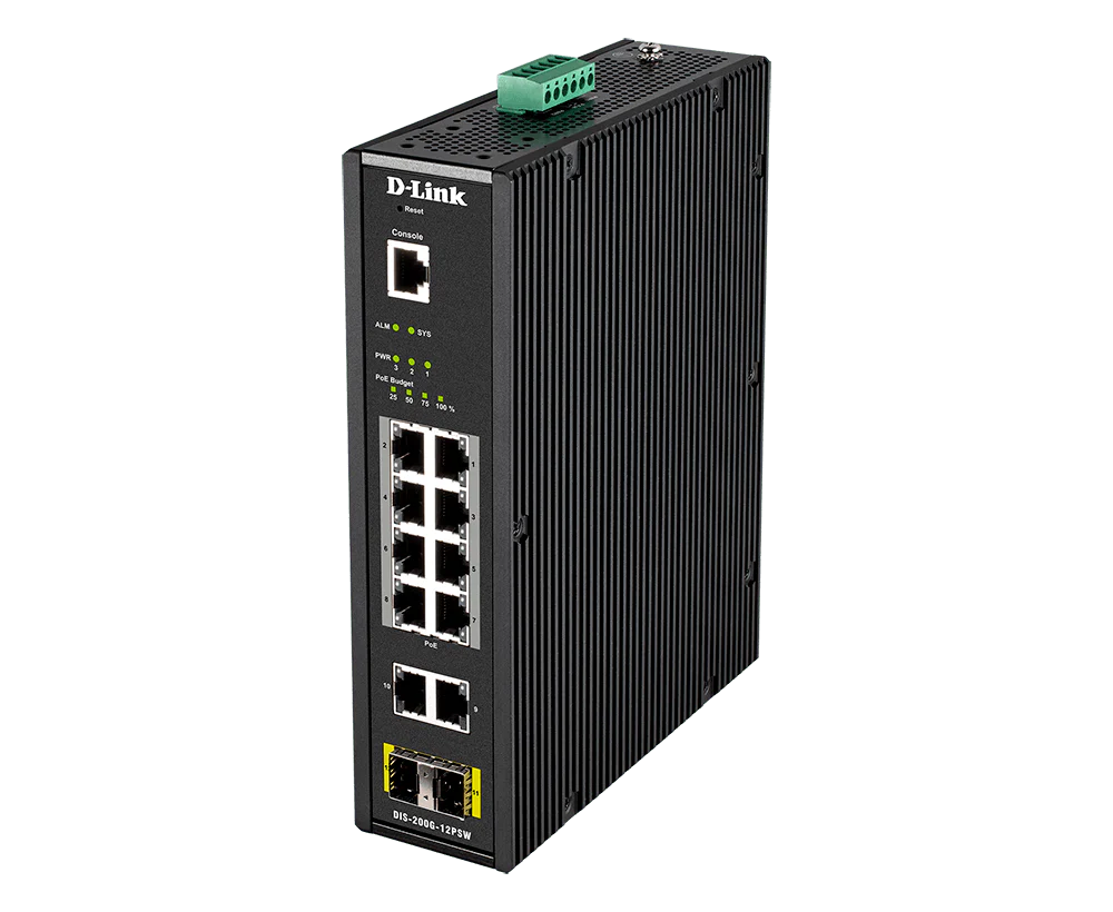 D-Link DIS-200G-12PSW 10-Port Gigabit Smart Managed Industrial POE Switch with SFP - Image 2