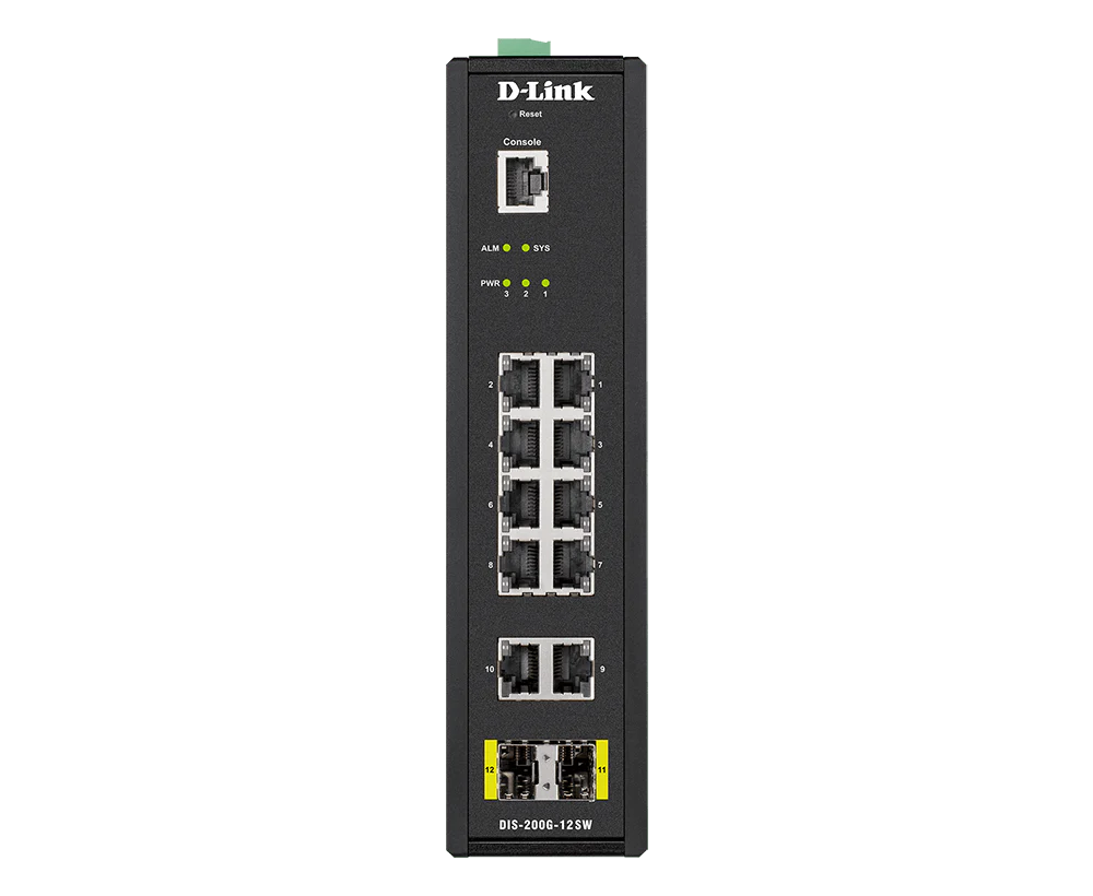 D-Link DIS-200G-12SW 10-Port Gigabit Smart Managed Industrial Switch with SFP