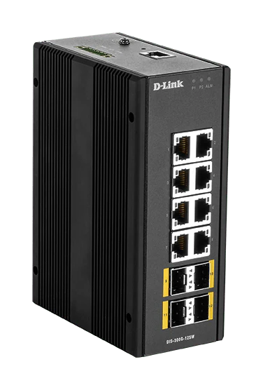 D-Link DIS‑300G‑12SW 8-Port Gigabit Managed Industrial POE Layer 2+ Switch with SFP