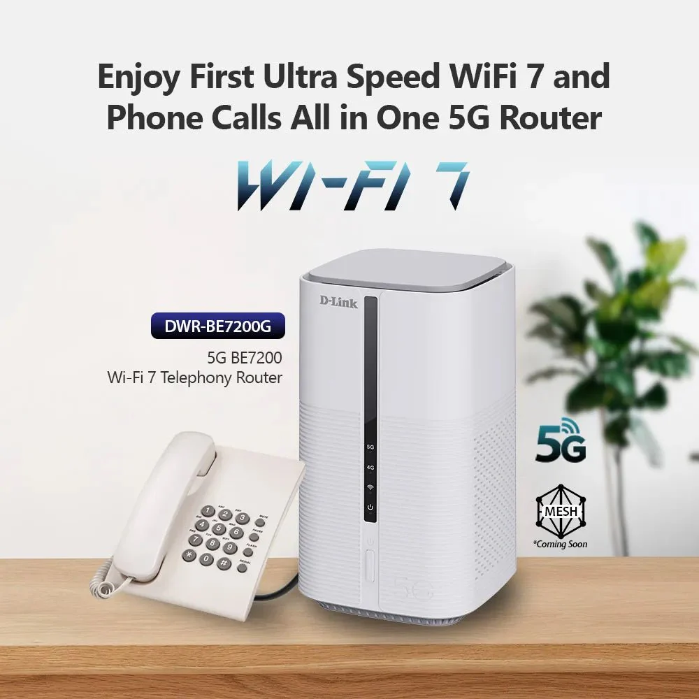 D-Link DWR-BE7200G 5G NR VoNR Vo5G VoLTE Gigabit BE7200 High-Density Wi-Fi 7 Router - Image 6