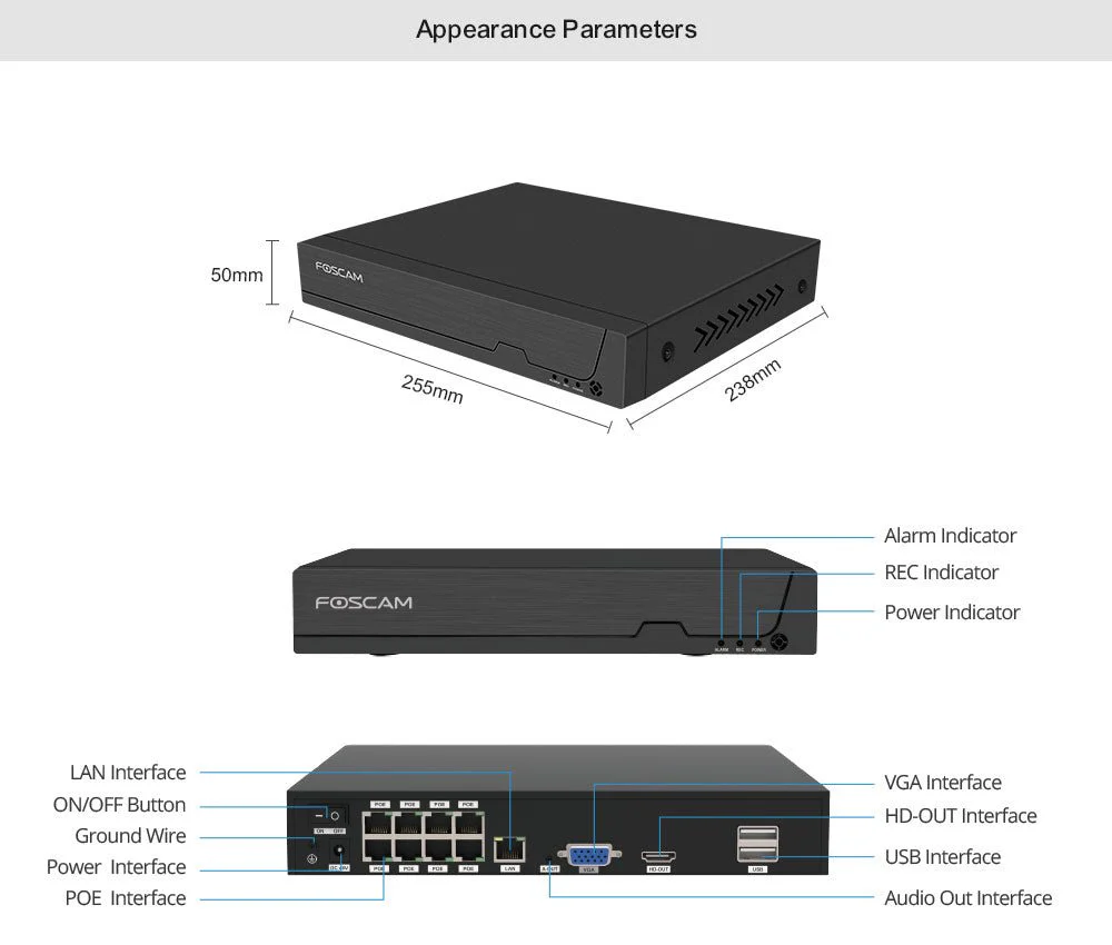 Foscam FN9108HE 8-Channel 5MP POE Network Video Recorder - Image 6