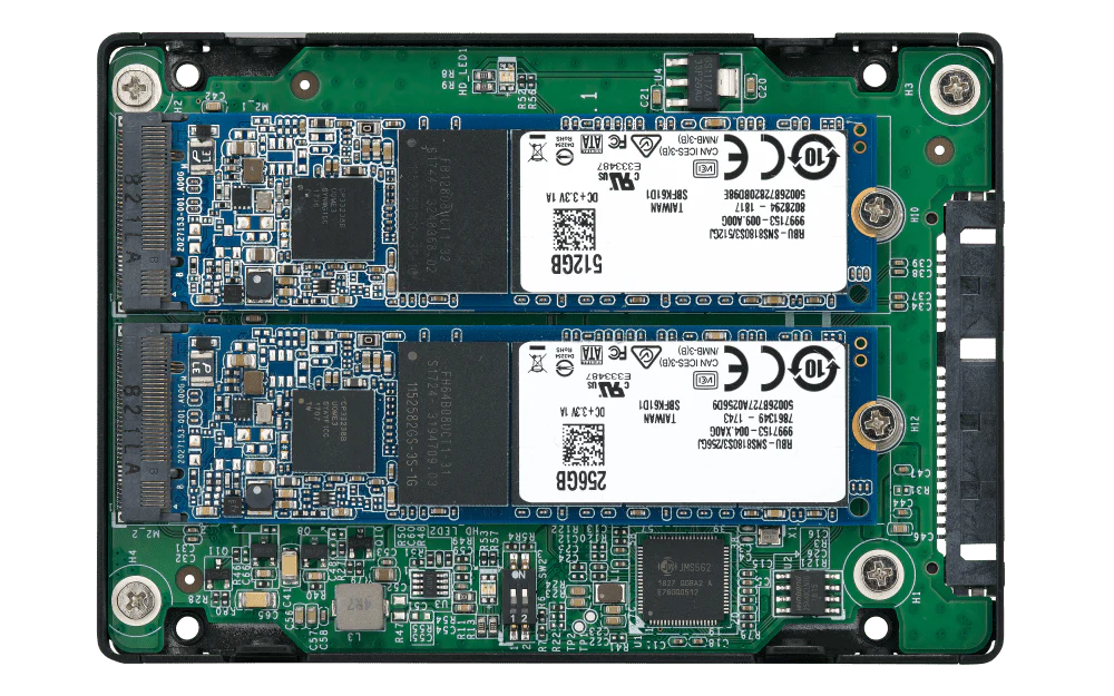 QNAP QDA-A2MAR Two M.2 SATA SSDs in 2.5-inch SATA Drive Bay with RAID Support - Image 3