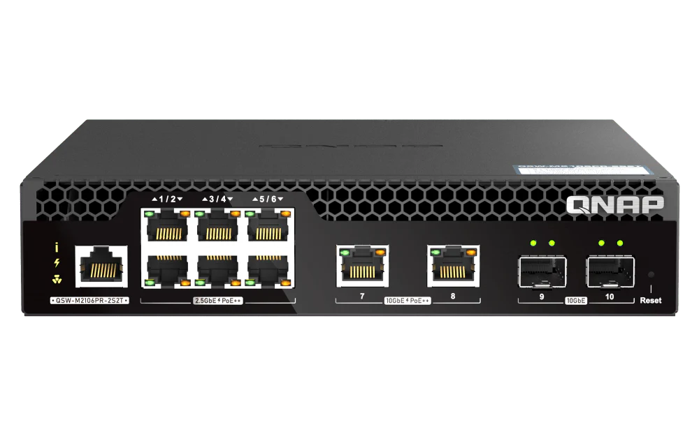 QNAP QSW-M2106PR-2S2T 10-Port 2.5/10GbE POE++ Managed Switch