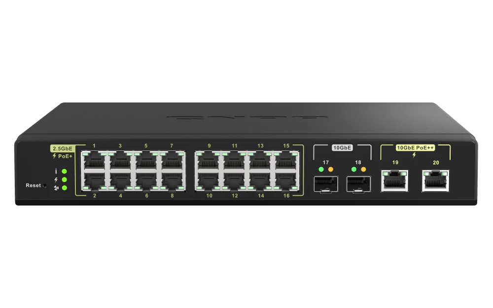 QNAP QSW-M2116P-2T2S 20-Port 2.5/10GbE POE++ Managed Switch