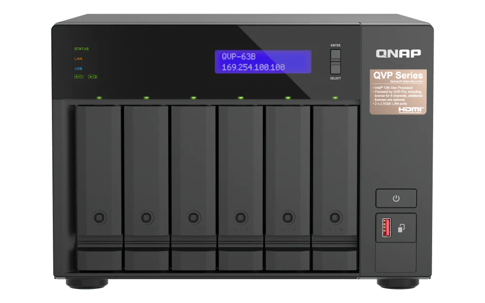 QNAP QVP-63B 6-Bay Dual 2.5GbE Surveillance HDMI NVR - Image 2