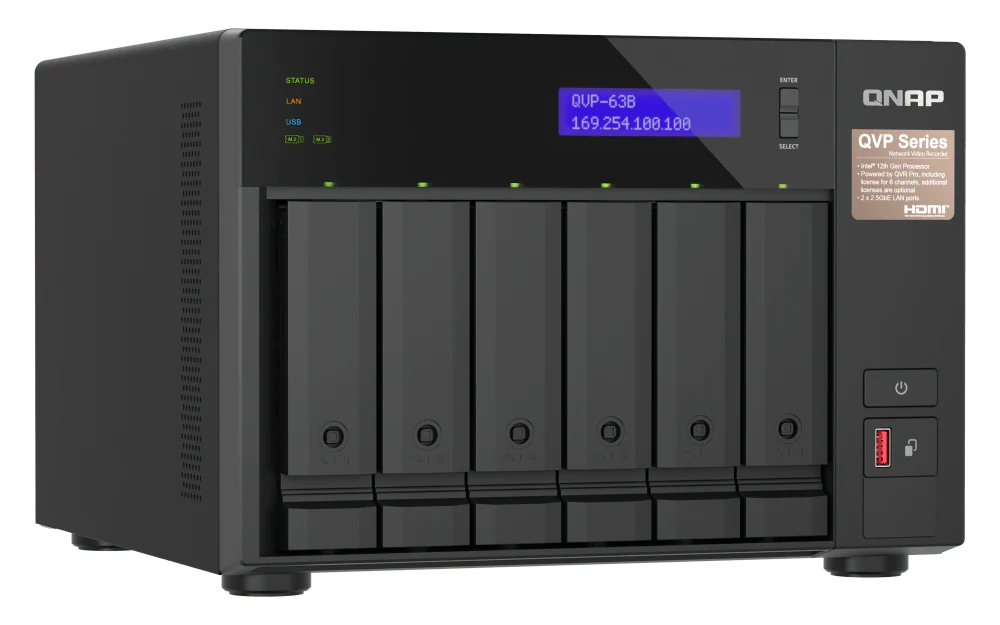 QNAP QVP-63B 6-Bay Dual 2.5GbE Surveillance HDMI NVR - Image 3