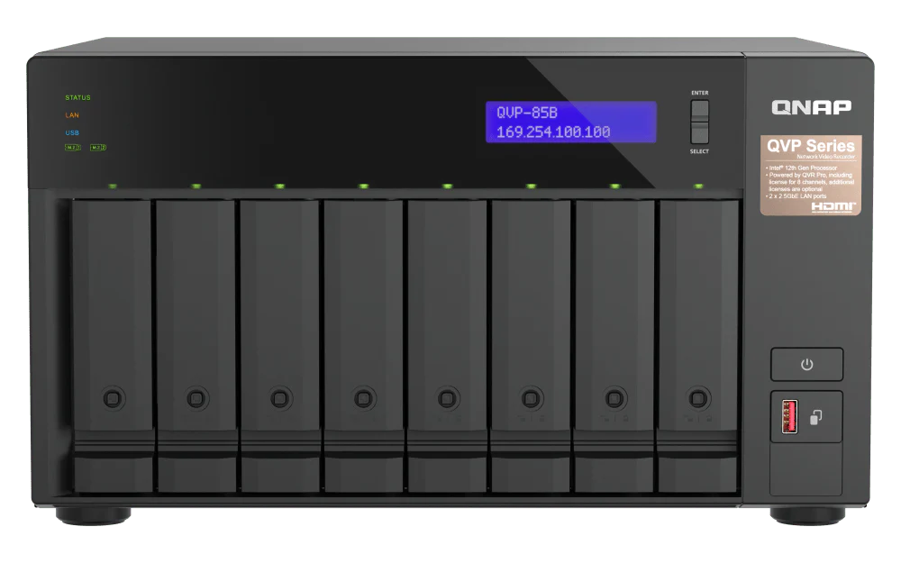 QNAP QVP-85B 8-Bay Dual 2.5GbE Surveillance HDMI NVR - Image 2