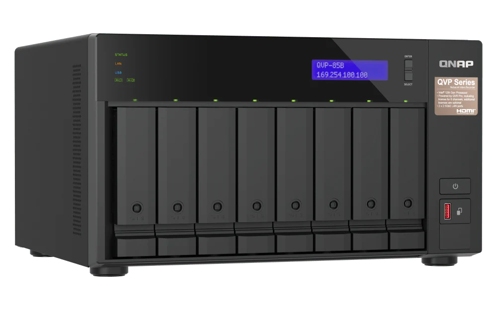 QNAP QVP-85B 8-Bay Dual 2.5GbE Surveillance HDMI NVR - Image 3