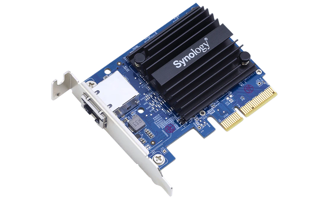 Synology E10G30-T1 Single-port 10GbE RJ-45 network card, Compatible data transfer rates include 10Gbps/5Gbps/2.5Gbps/1Gbps/100Mbps
