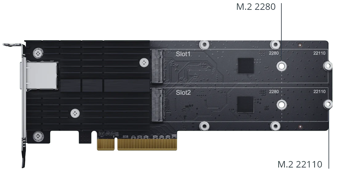 Synology E10M20-T1 10GbE Base-T Ethernet & M.2 SSD Combo PCIe Expansion Card - Image 4