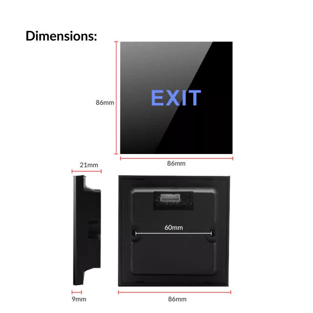 12V No Touch Door Release Exit Button Flat Glass Version - Image 3