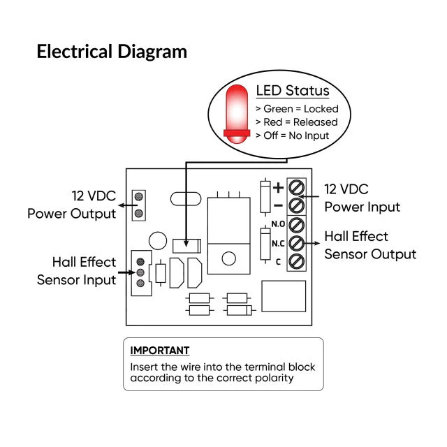 600lbs 12V Electromagnetic (EM) Door Lock with LED and Hall Effect Sensor - Image 2