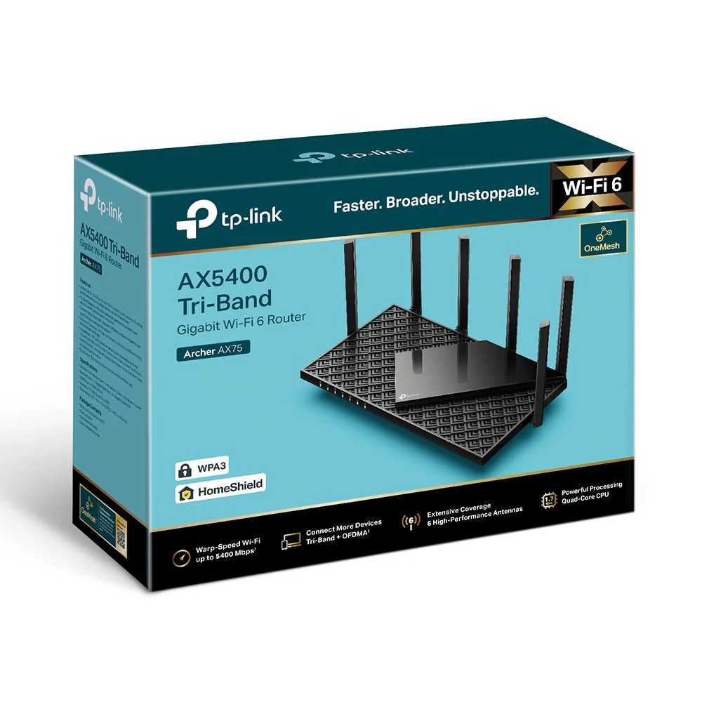 TP-Link Archer AX75 AX5400 Tri-Band Wi-Fi 6 Router - Image 6