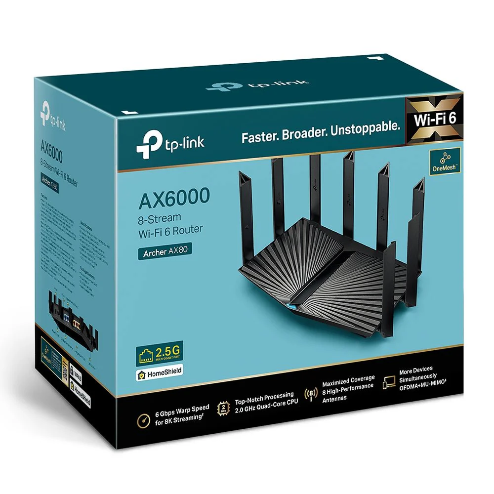 TP-Link Archer AX80 AX6000 8-Stream Wi-Fi 6 Router with 2.5G Port - Image 7