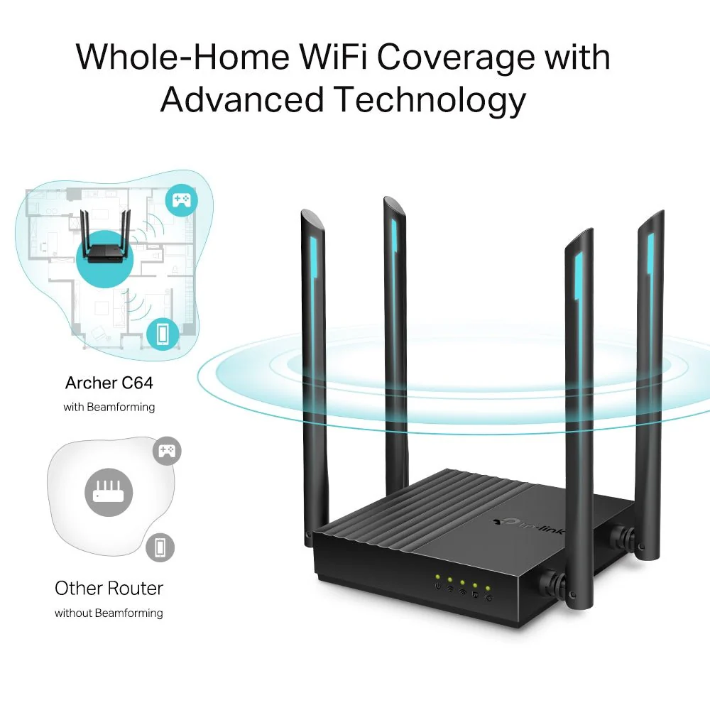TP-Link Archer C64 AC1200 Wireless MU-MIMO WiFi Router - Image 6