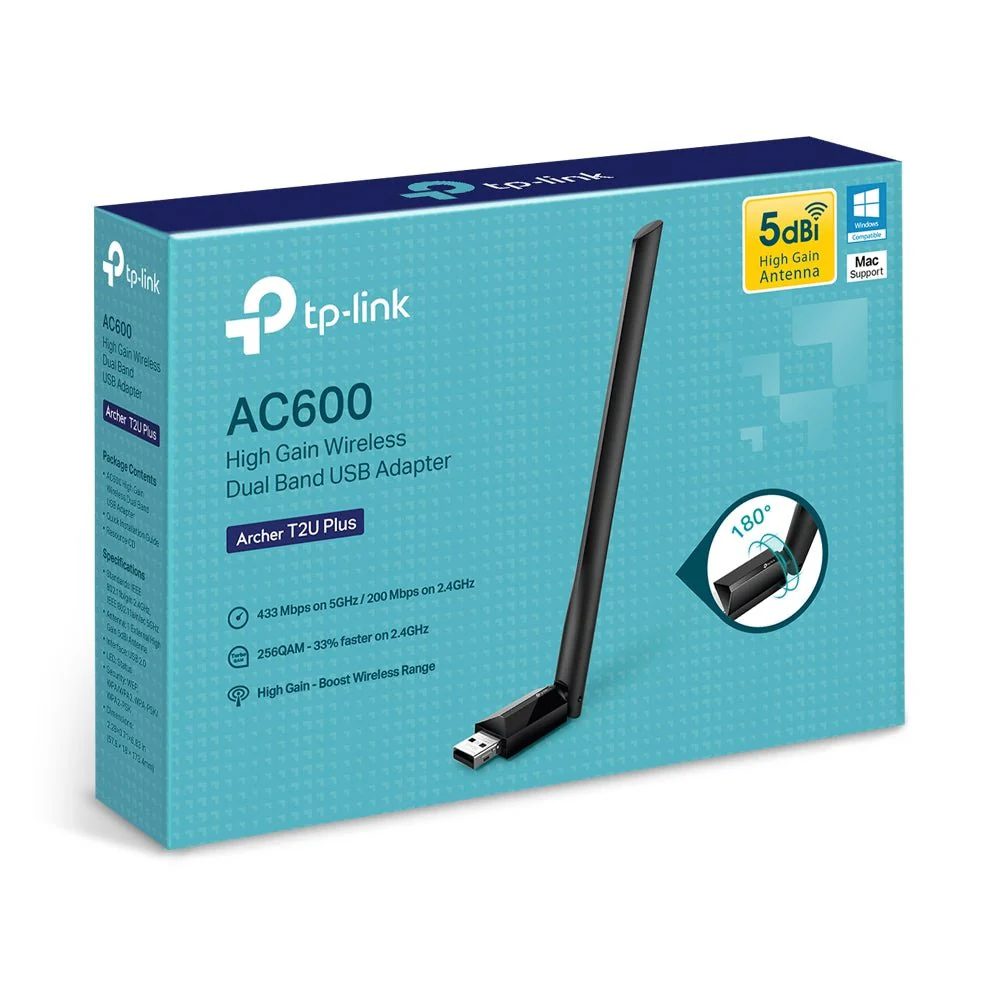 TP-Link Archer T2U Plus AC600 High Gain Wireless Dual Band USB Adapter - Image 7