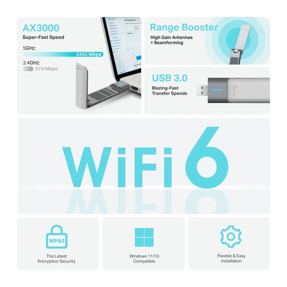 TP-Link Archer TX50UH AX3000 High Gain Wi-Fi 6 USB Adapter - Image 4