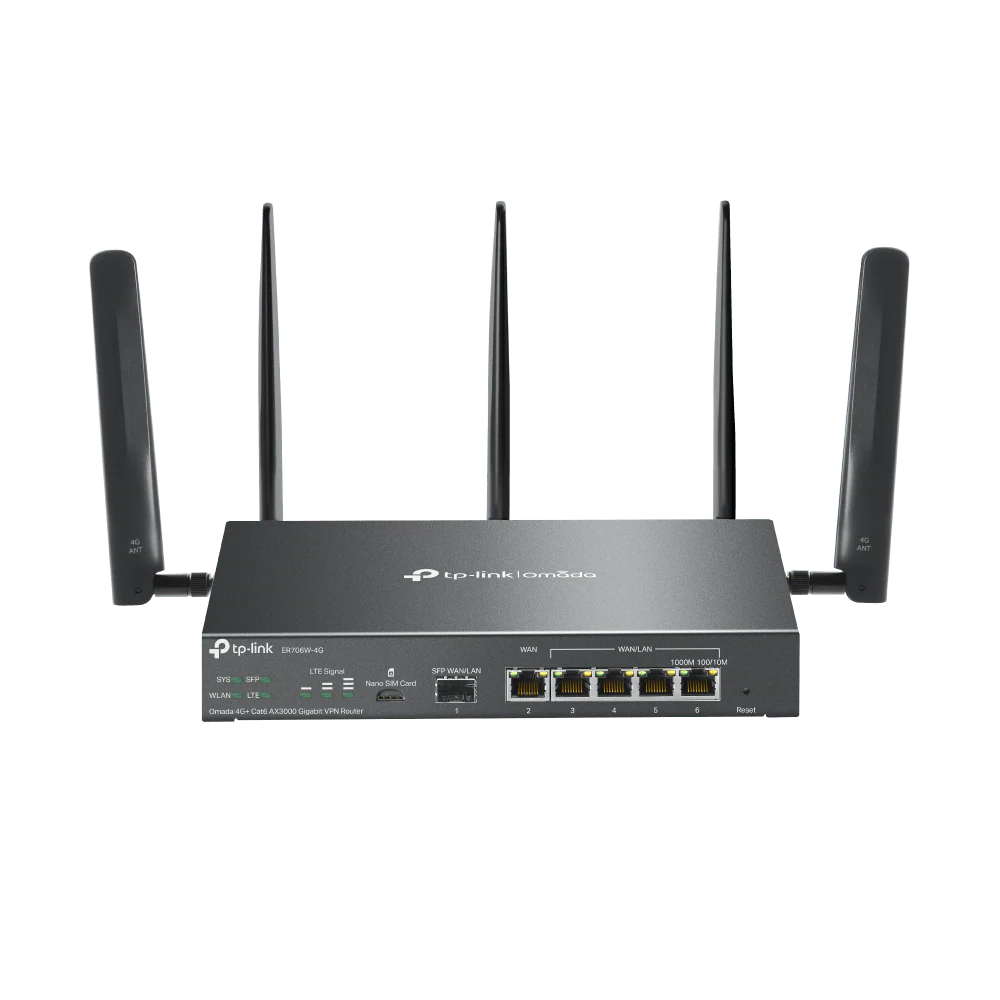 TP-Link ER706W-4G V2 Omada Dual Nano 4G+ Sim AX3000 Gigabit VPN Router