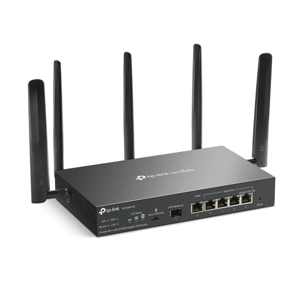 TP-Link ER706W-4G V2 Omada Dual Nano 4G+ Sim AX3000 Gigabit VPN Router - Image 3