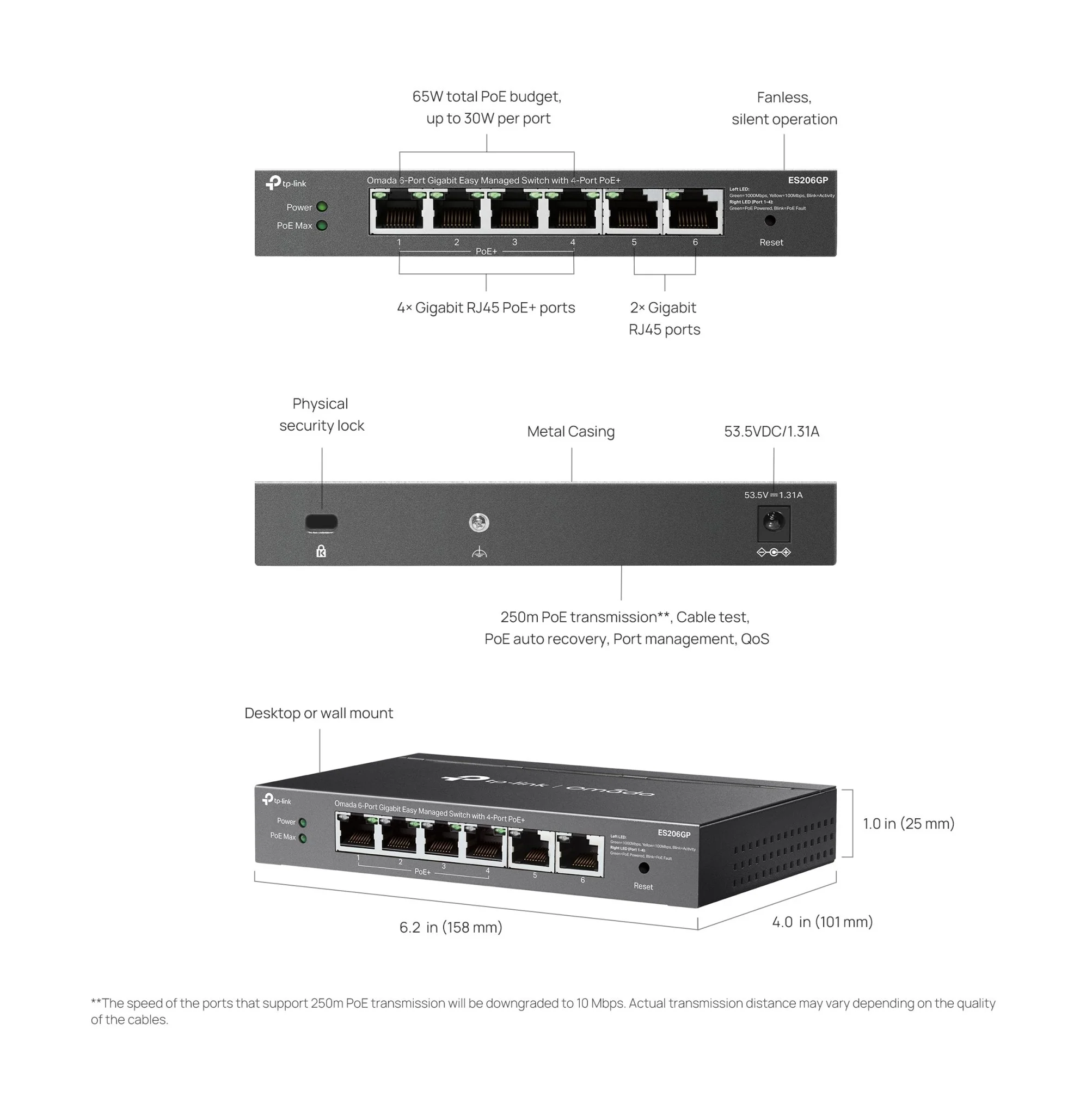 TP-Link ES206GP Omada 6-Port Gigabit Easy Managed Switch with 4-Port PoE+ - Image 7