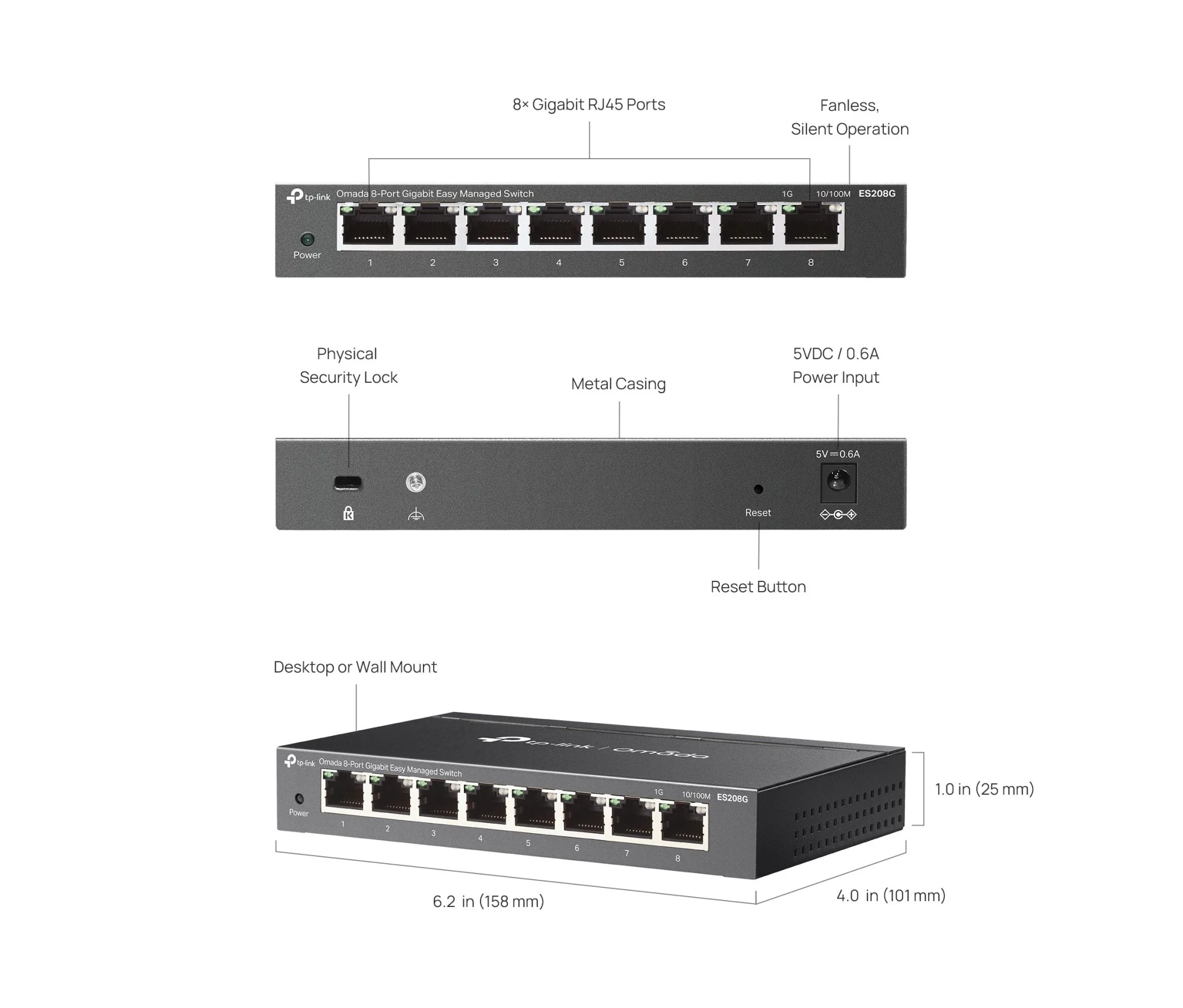 TP-Link ES208G Omada 8-Port Gigabit Easy Managed Switch - Image 7