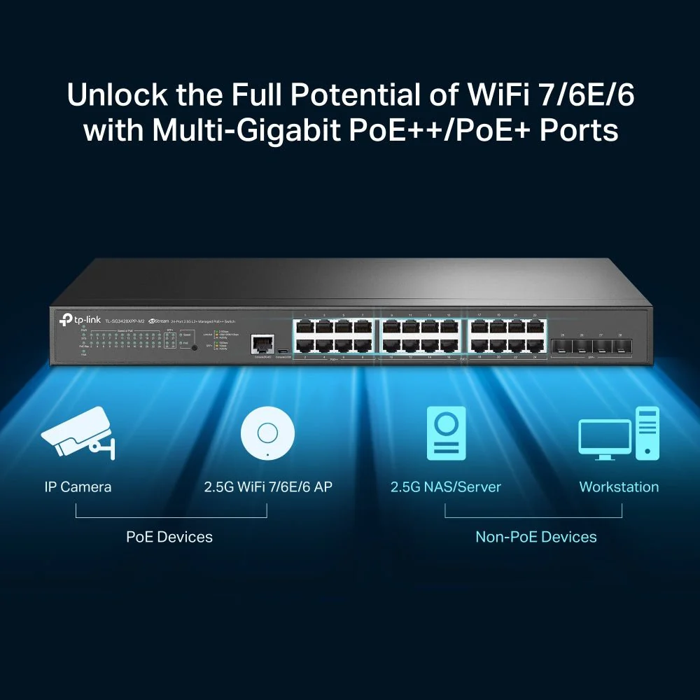 TP-Link SG3428XPP-M2 JetStream 24-Port 2.5GBASE-T and 4-Port 10GE SFP+ L2+ Managed Switch with 16-Port PoE+ & 8-Port PoE++ (TL-SG3428XPP-M2) - Image 5