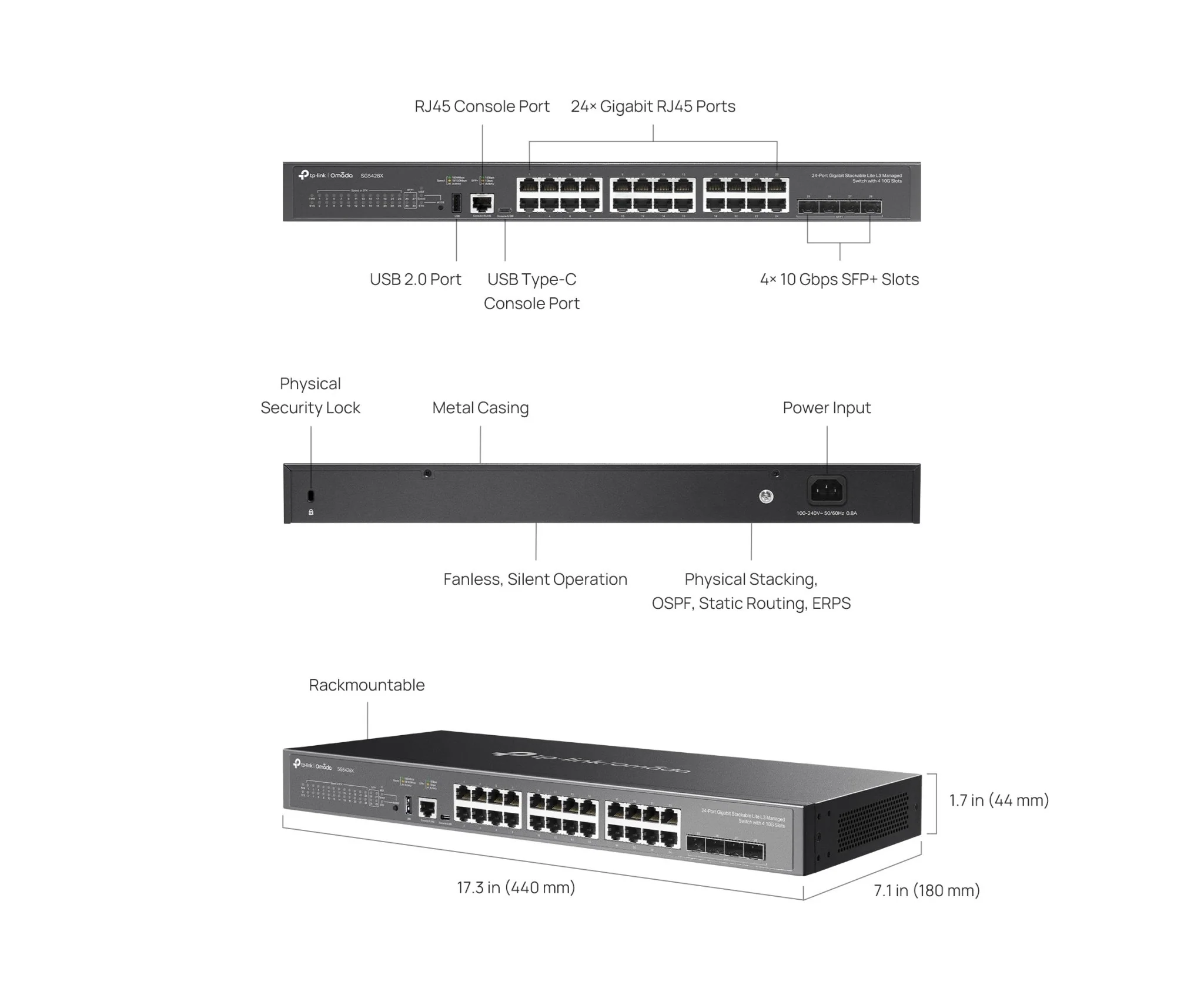 TP-Link SG5428X Omada 24-Port Gigabit Stackable Lite L3 Managed Switch with 4x 10G Slots - Image 7