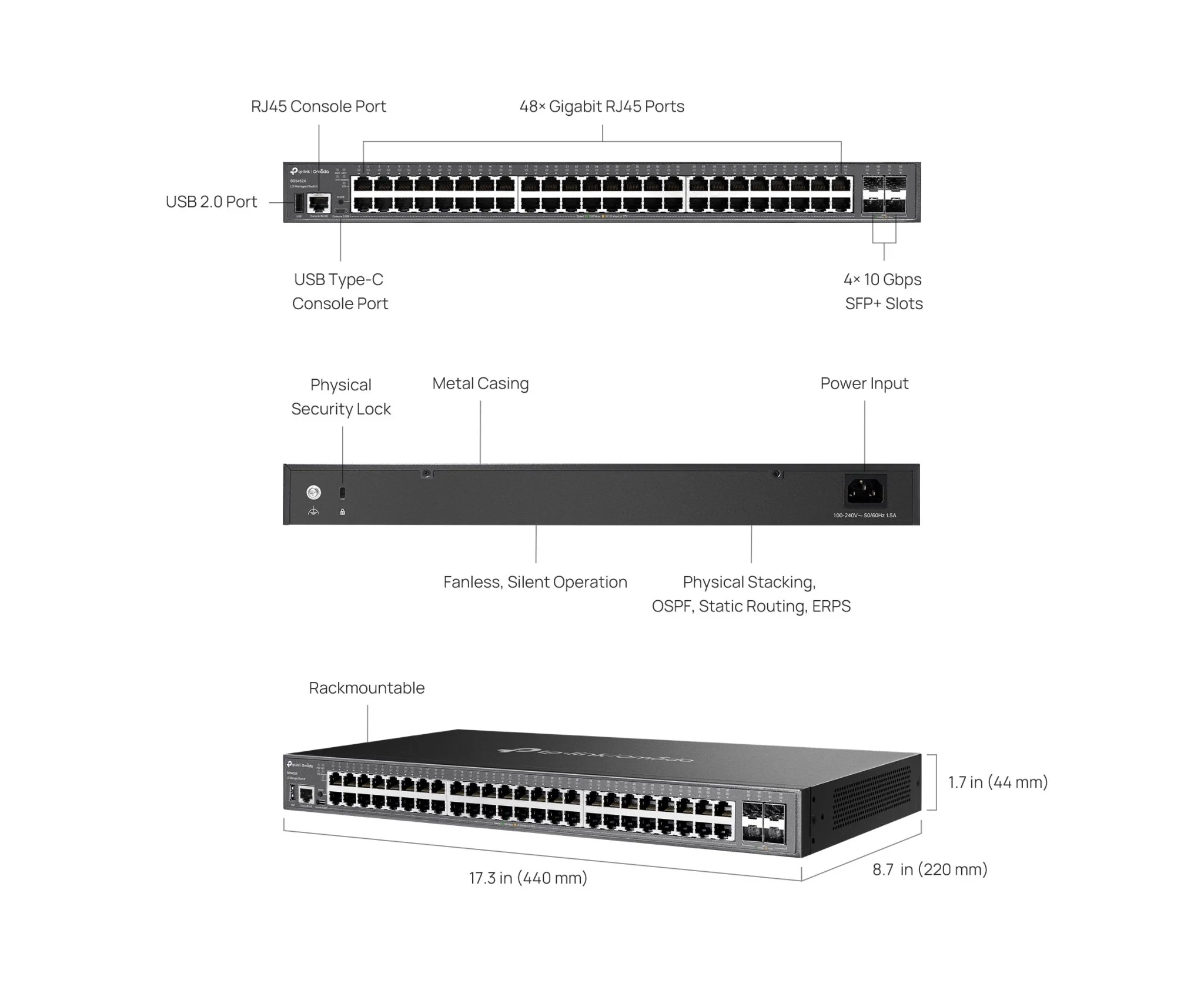 TP-Link SG5452X Omada 48-Port Gigabit Stackable Lite L3 Managed Switch with 4x 10G Slots - Image 7