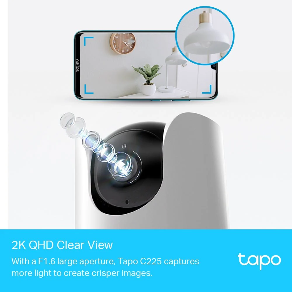 TP-Link Tapo C225 4MP 2K QHD WiFi 360º Pan Tilt IP Camera with Smart AI Detection - Image 2