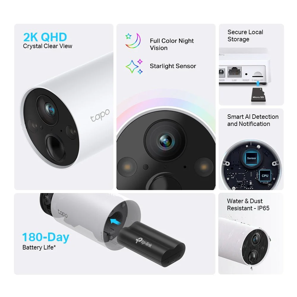 TP-Link Tapo C420 4MP 2K QHD WiFi Outdoor Battery Bullet IP Camera (Wire-Free) - Image 2