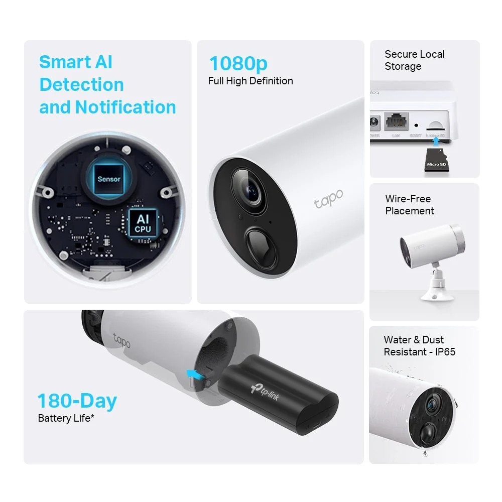 TP-Link Tapo C420S2 4MP 2K QHD WiFi Outdoor Battery Bullet IP Camera (2-Camera Wire-Free) - Image 2