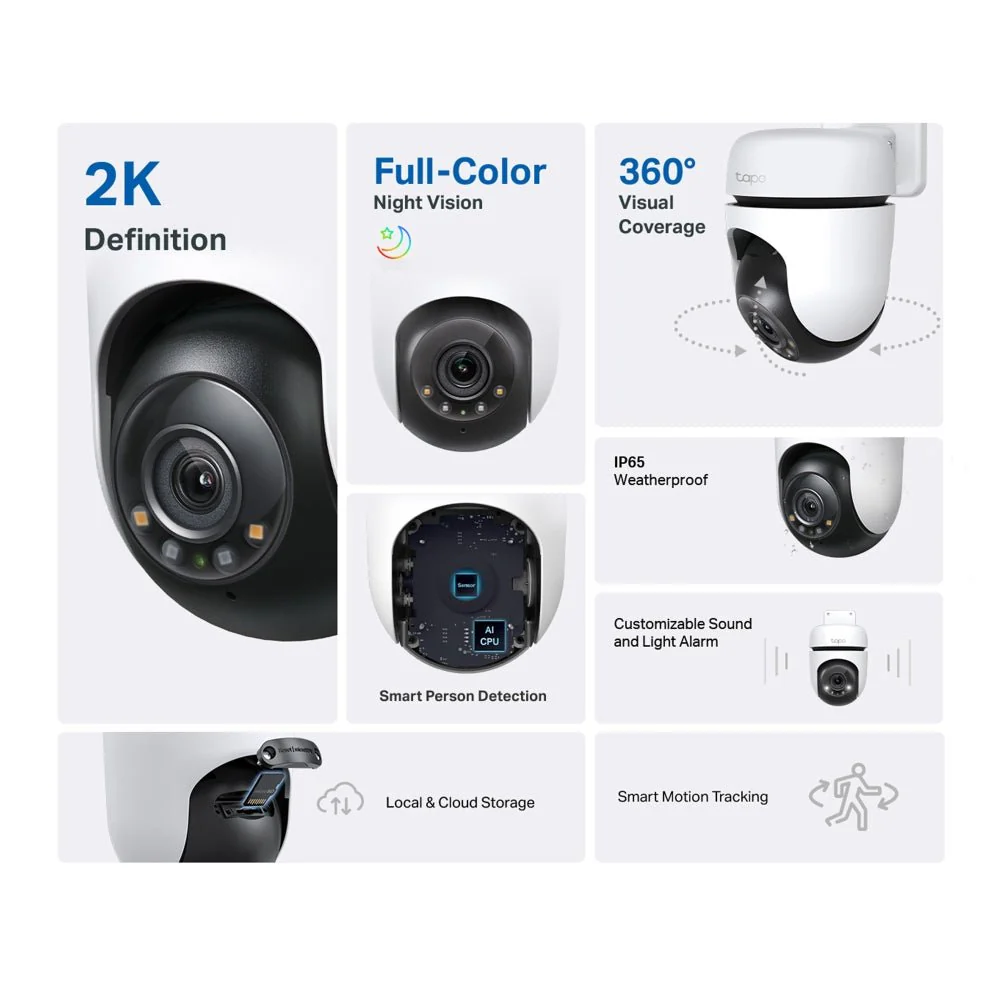 TP-Link Tapo C510W 3MP 2K HD WiFi Outdoor 360º Pan Tilt IP Camera - Image 2