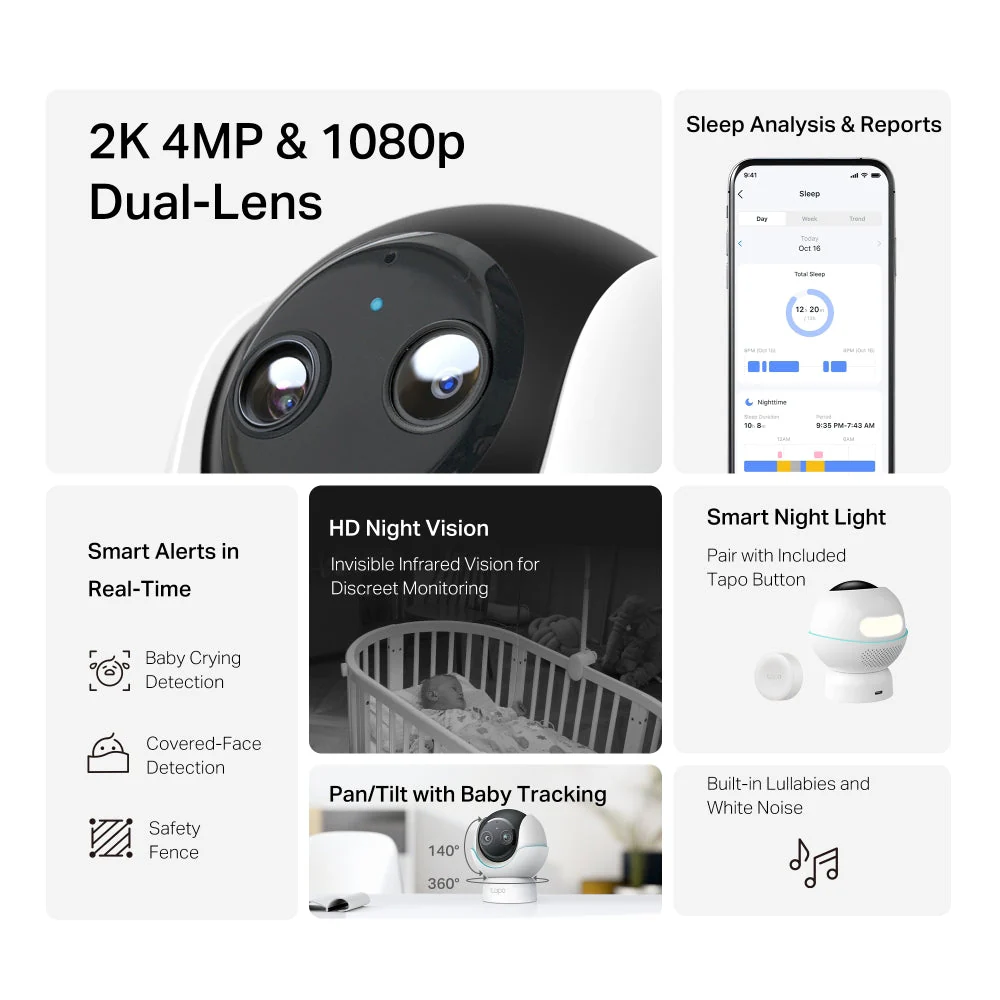 TP-Link Tapo C840 4MP 2K QHD Wi-Fi Pan Tilt Dual Lens Smart AI Baby Monitor - Image 14