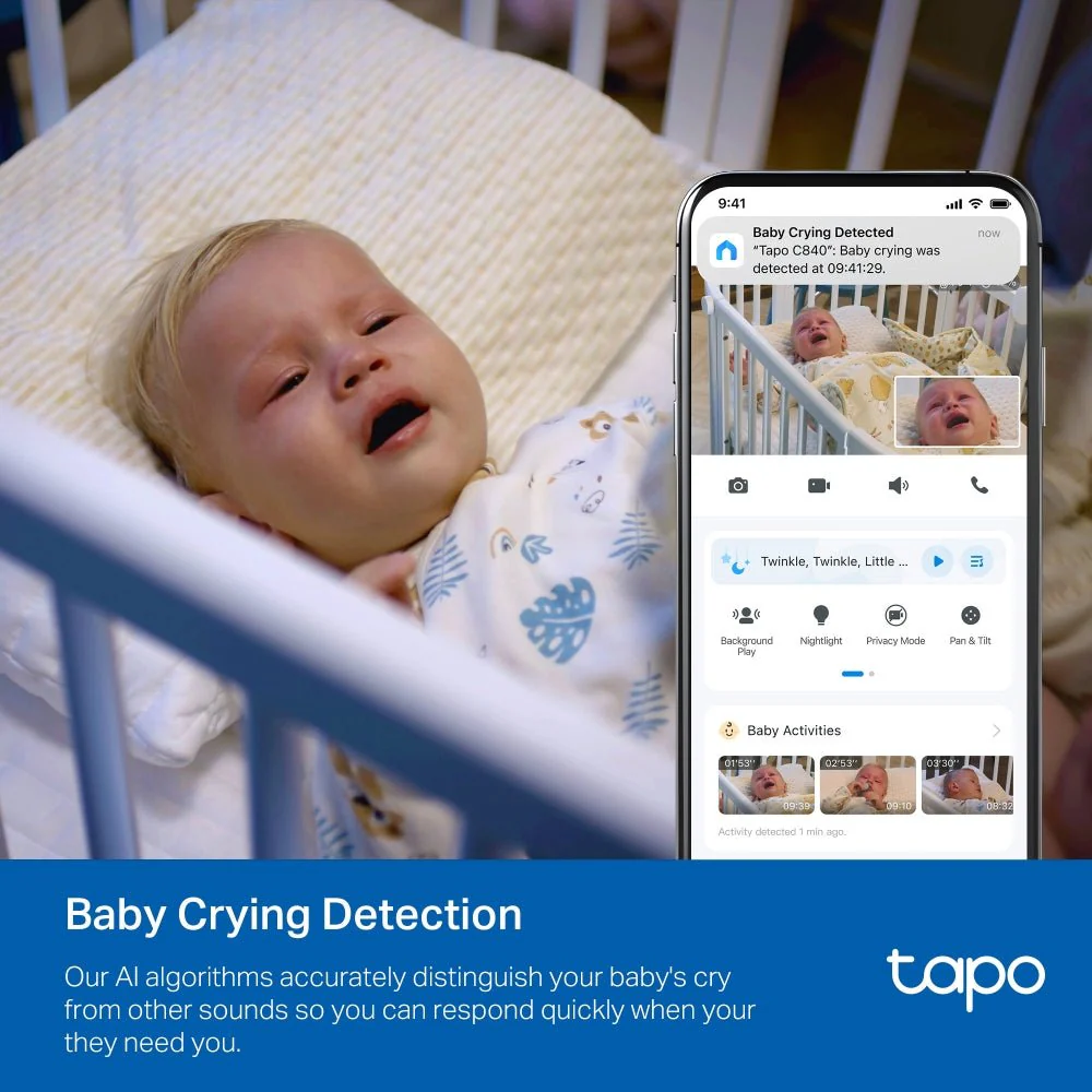 TP-Link Tapo C840 4MP 2K QHD Wi-Fi Pan Tilt Dual Lens Smart AI Baby Monitor - Image 17