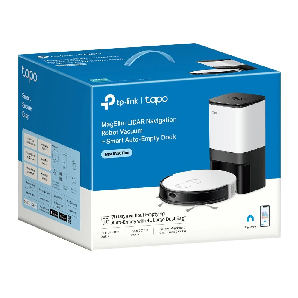 TP-Link Tapo RV20 Plus MagSlim LiDAR Navigation Robot Vacuum + Smart Auto-Empty Dock - Image 10