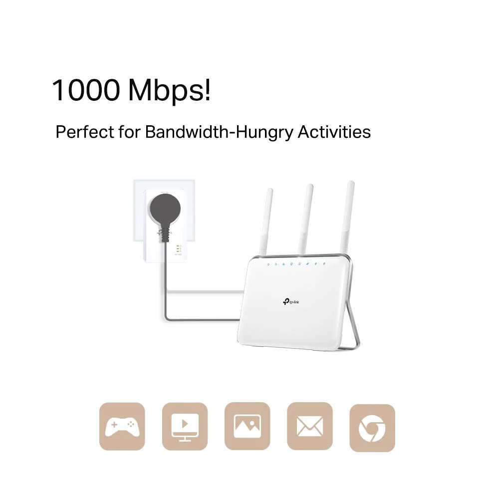 TP-Link TL-PA7017P KIT AV1000 Gigabit Passthrough Powerline Starter Kit - Image 3