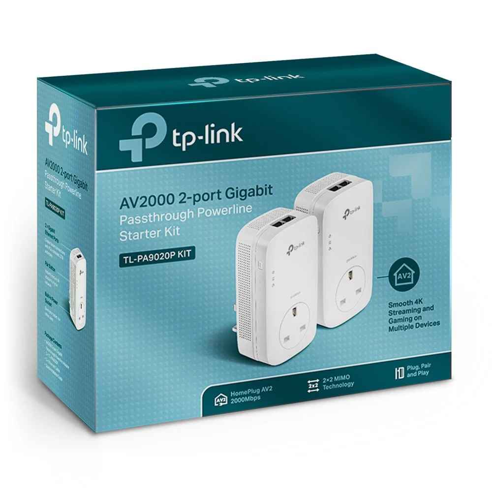 TP-Link TL-PA9020P KIT AV2000 2-Port Gigabit Passthrough Powerline Starter Kit - Image 4