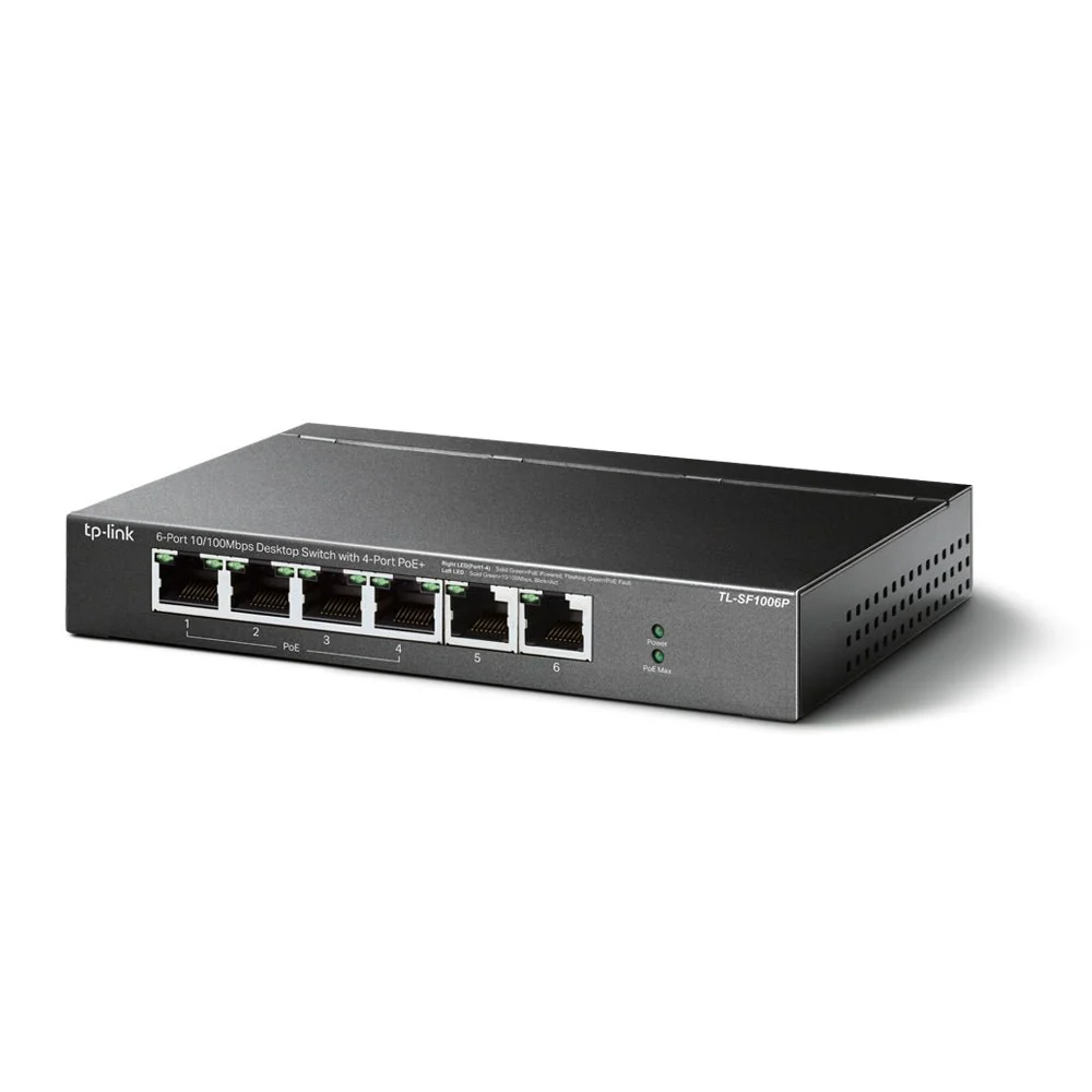 TP-Link TL-SF1006P 6-Port 10/100Mbps 250m Long Range PoE Switch with 4-Port PoE+ Unmanaged Switch - Image 2