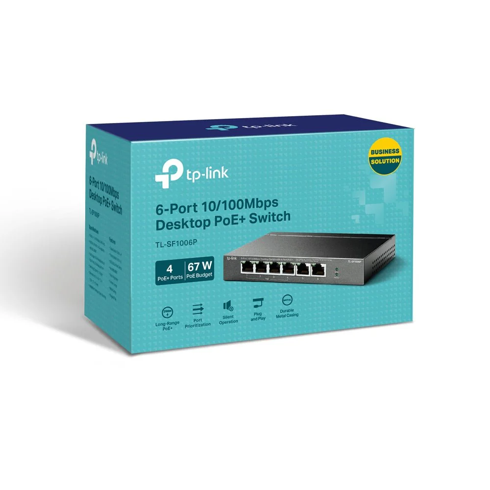 TP-Link TL-SF1006P 6-Port 10/100Mbps 250m Long Range PoE Switch with 4-Port PoE+ Unmanaged Switch - Image 8