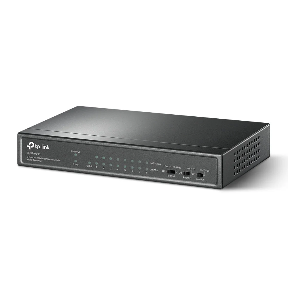 TP-Link TL-SF1009P 9-Port 10/100Mbps with 8-Port 250m Long Range PoE+ Unmanaged Switch - Image 2