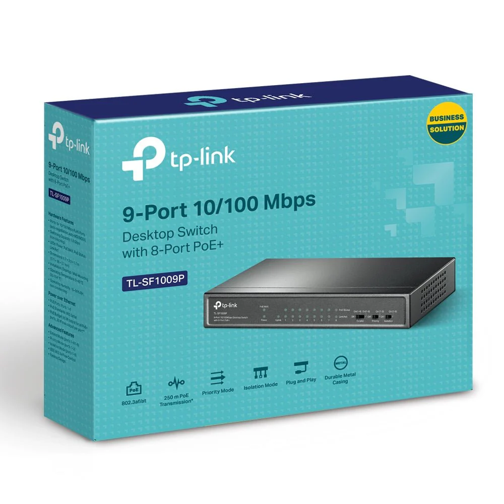 TP-Link TL-SF1009P 9-Port 10/100Mbps with 8-Port 250m Long Range PoE+ Unmanaged Switch - Image 8