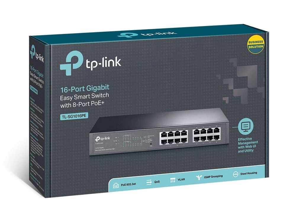 TP-Link TL-SG1016PE 16-Port Gigabit Easy Smart PoE Switch with 8-Port PoE+ - Image 4