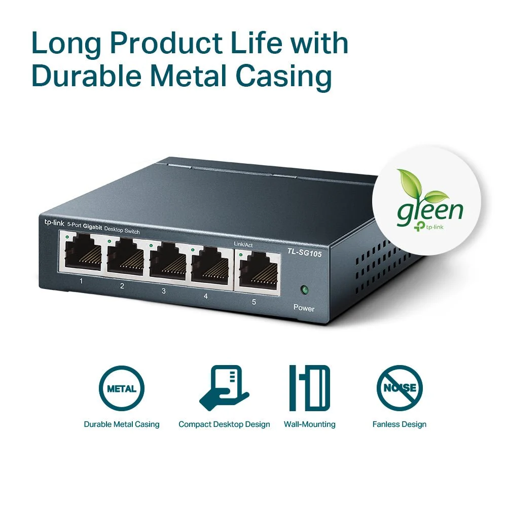 TP-Link TL-SG105 5-Port 10/100/1000Mbps Desktop Switch - Image 6