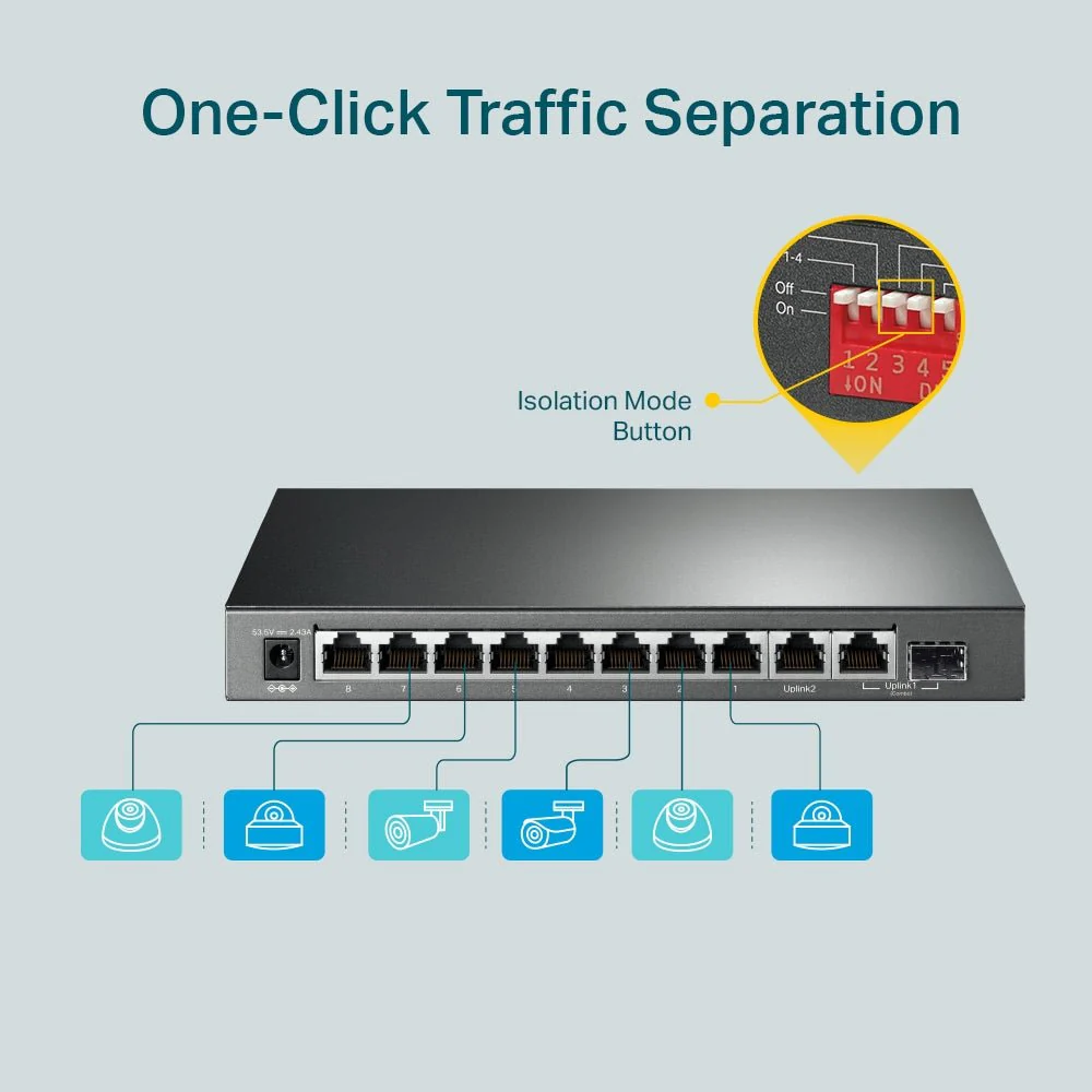 TP-Link TL-SG1210MP 10-Port Gigabit with 8-Port 250m Long Range PoE+ Unmanaged Switch - Image 7